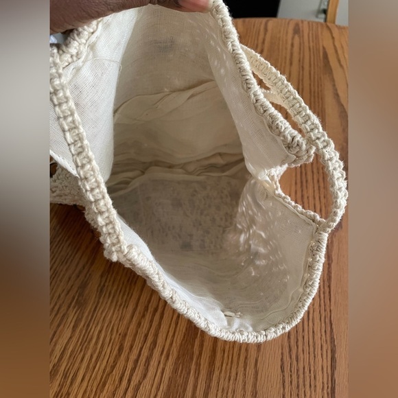 Handmade Boho Crochet Macrame Bag  With Beaded Detail 1970s Hand Bag - Picture 5 of 8